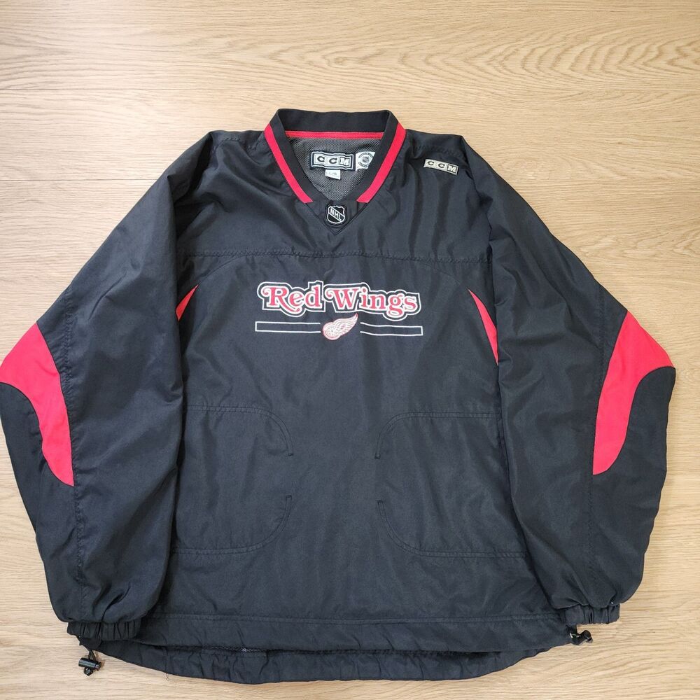 RED WINGS Men's CCM Center Ice Detroit M Black Red Windbreaker Jacket Pullover